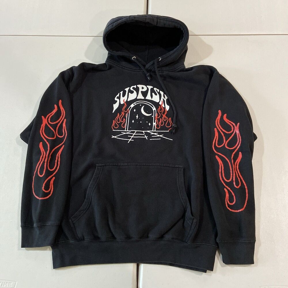 Bailey Sarian Unisex XL Black Suspish Flame Graphic Pullover Hoodie